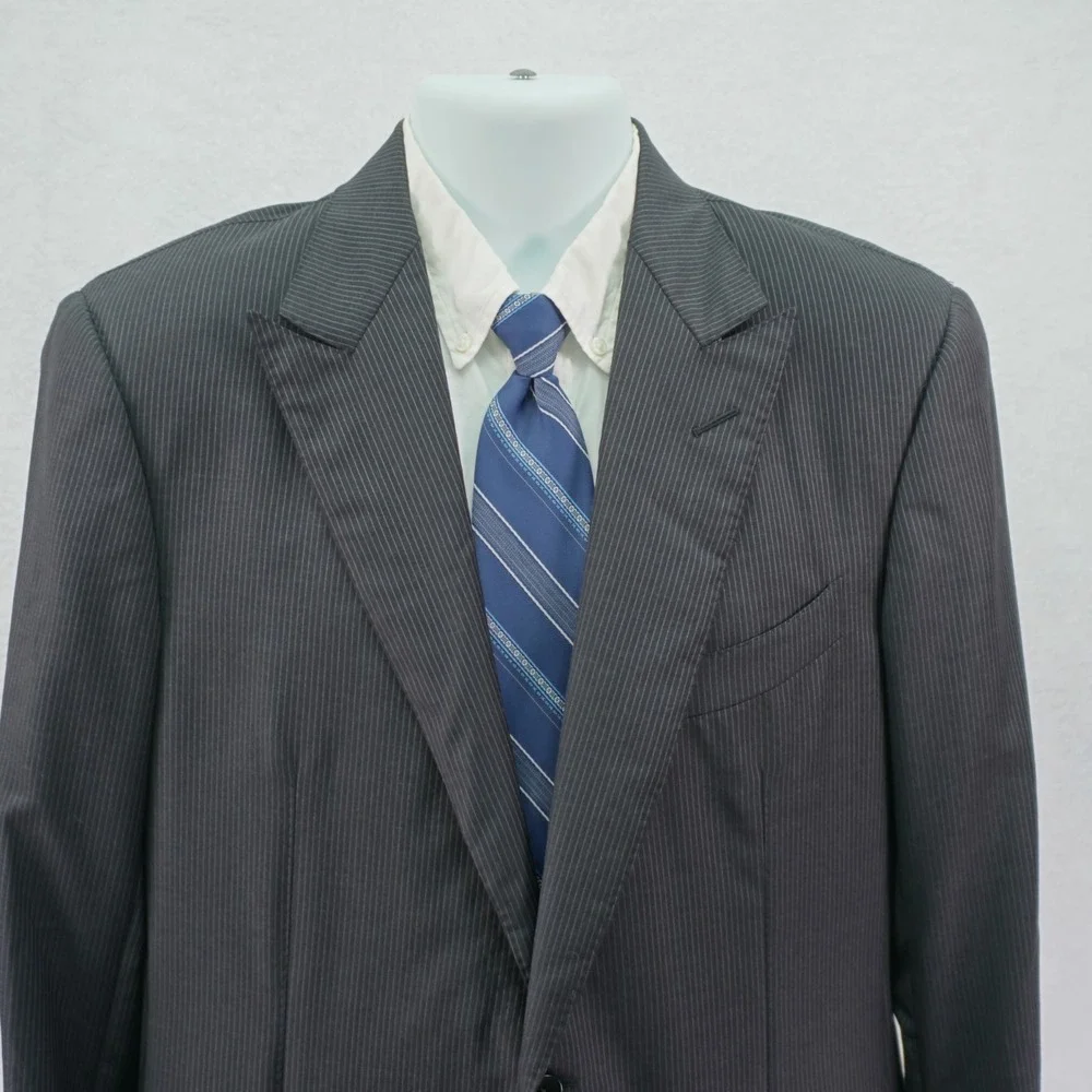 NEW‎ Ermenegildo Zegna Black Striped Trofeo Wool 2 Piece Suit 38L 33 / 32
